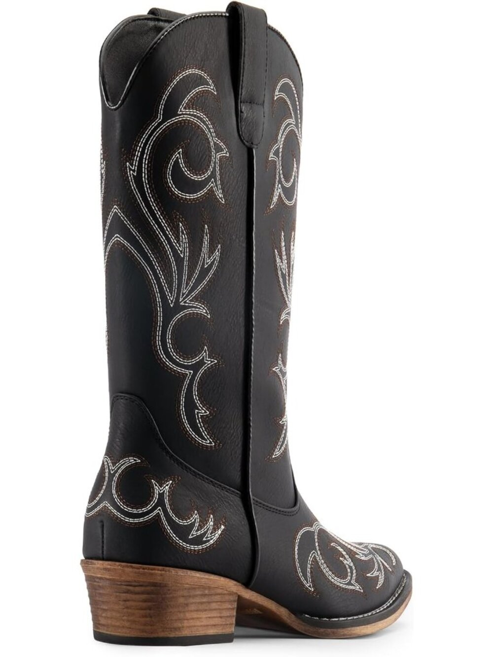 DREAM PAIRS Women's Black Cowboy Boots Mid Calf Cowgirl Boots Square Toe Boots - Picture 6 of 6